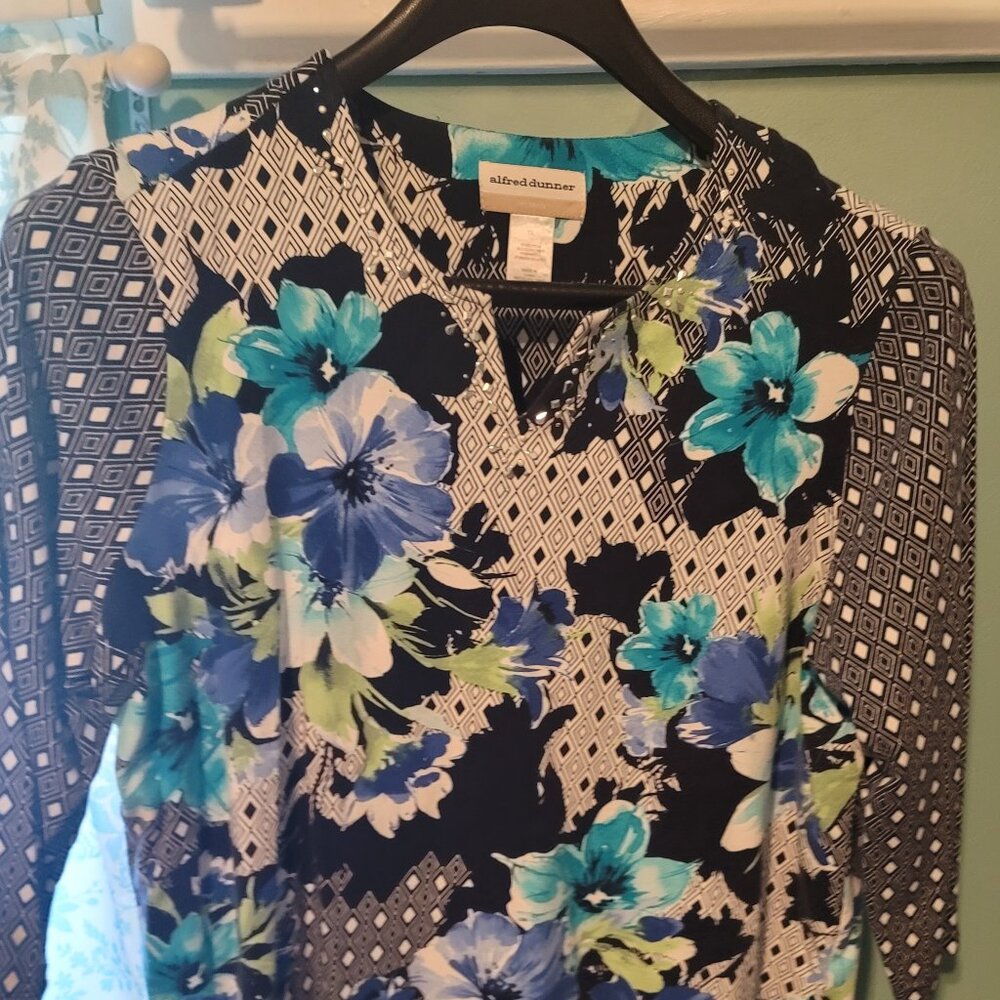 Women's Alfred Dunner Floral Top, 3/4 Sleeve